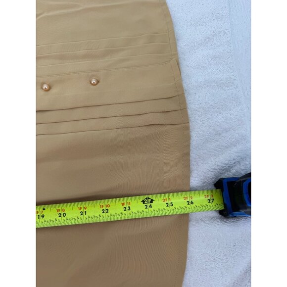 Vintage Kathy Che Beige Pleated Button-Up Blouse With Embroidered Collar Womens - Picture 6 of 10